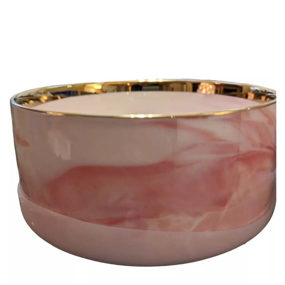 Pink White Marble Swirl Pet Bowl Water Food Dog Set Ceramic - Picture 3 of 7